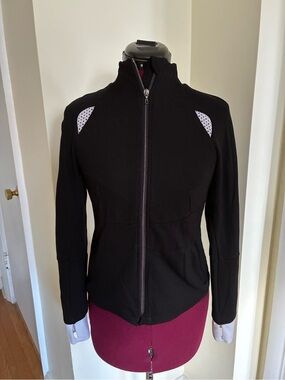 Roland Mouret Black Junko Full-Zip Track Jacket with White Mesh Accents